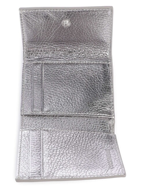 METALLIC SOFT Portemonnaie aus genarbtem Leder Stahl - Brieftaschen Damen