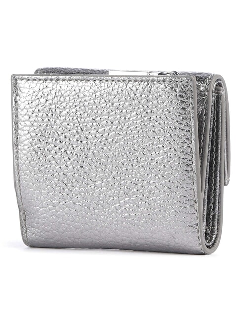 METALLIC SOFT Portemonnaie aus genarbtem Leder Stahl - Brieftaschen Damen