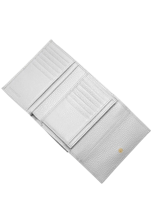 METALLIC SOFT Bifold-Brieftasche aus geh&auml;mmertem Leder Schnee - Brieftaschen Damen
