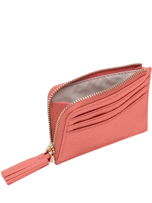 TASSEL Kartenetui mit Rei&szlig;verschluss aus geh&auml;mmertem Leder rosa Tonerde - Brieftaschen Damen