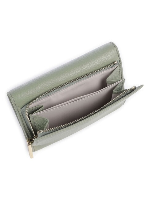 METALLIC SOFT Bifold-Brieftasche aus geh&auml;mmertem Leder Gr&uuml;n - Brieftaschen Damen