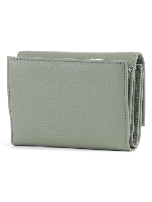 METALLIC SOFT Bifold-Brieftasche aus geh&auml;mmertem Leder Gr&uuml;n - Brieftaschen Damen
