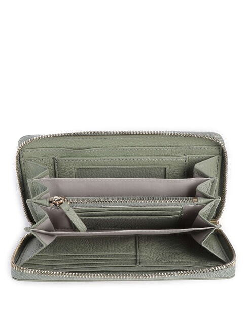 METALLIC SOFT Geldb&ouml;rse aus strukturiertem Leder mit Rei&szlig;verschluss Gr&uuml;n - Brieftaschen Damen