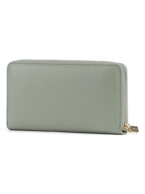METALLIC SOFT Geldb&ouml;rse aus strukturiertem Leder mit Rei&szlig;verschluss Gr&uuml;n - Brieftaschen Damen