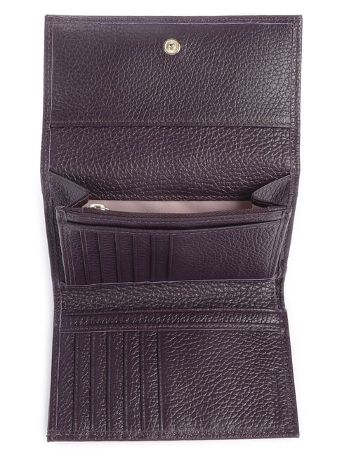 METALLIC SOFT Bifold-Brieftasche aus geh&auml;mmertem Leder Pflaumen - Brieftaschen Damen