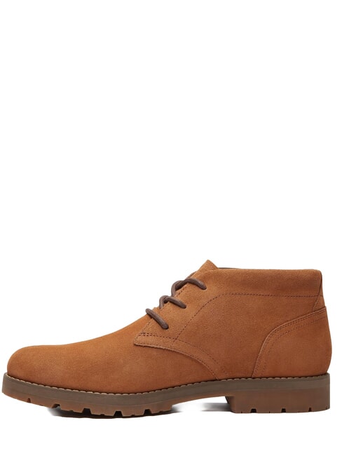 BRITTON SQUARE Niedrige Schn&uuml;rstiefelette aus Leder rostfarbenes Wildleder - Herrenschuhe